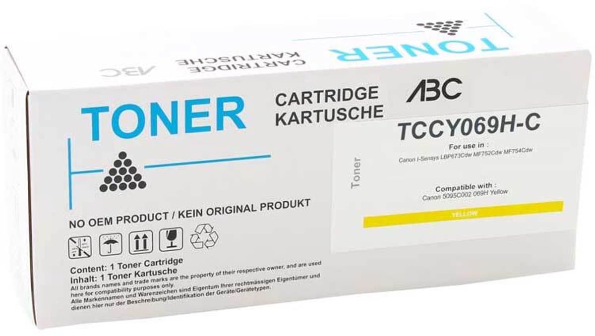 ABC huismerk toner voor Canon 069 069H Y geel I-Sensys LBP673Cdw MF752Cdw MF754Cdw