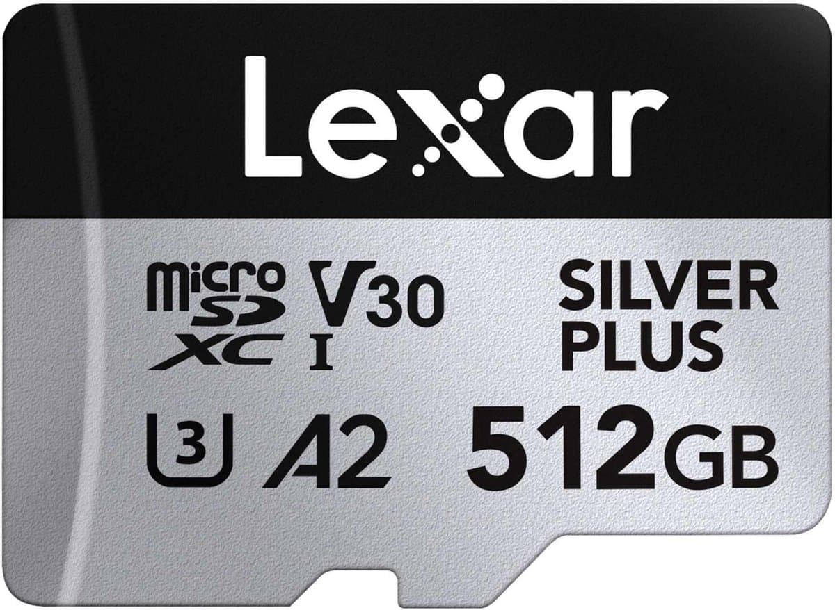 Lexar microSDXC Silver Plus UHS-I 512GB - Lezen 205MB/s, Schrijven 150MB/s - V30