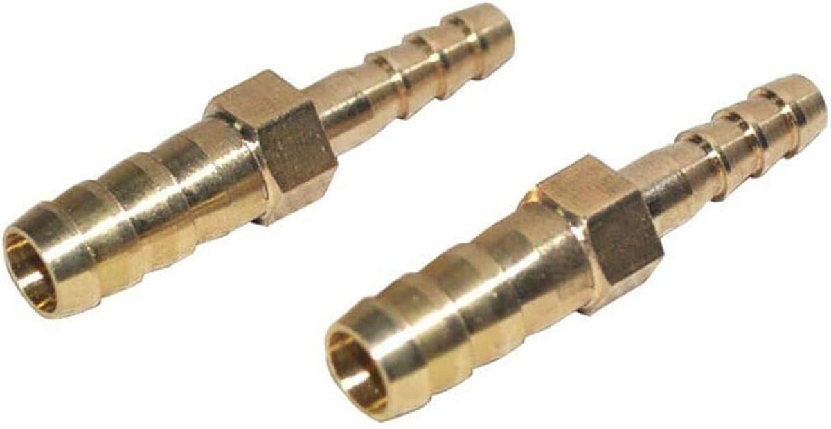 Slang connector - Slang verloop - Slangen verbinden - Messing materiaal - 2 stuks 4-6 mm - Koper