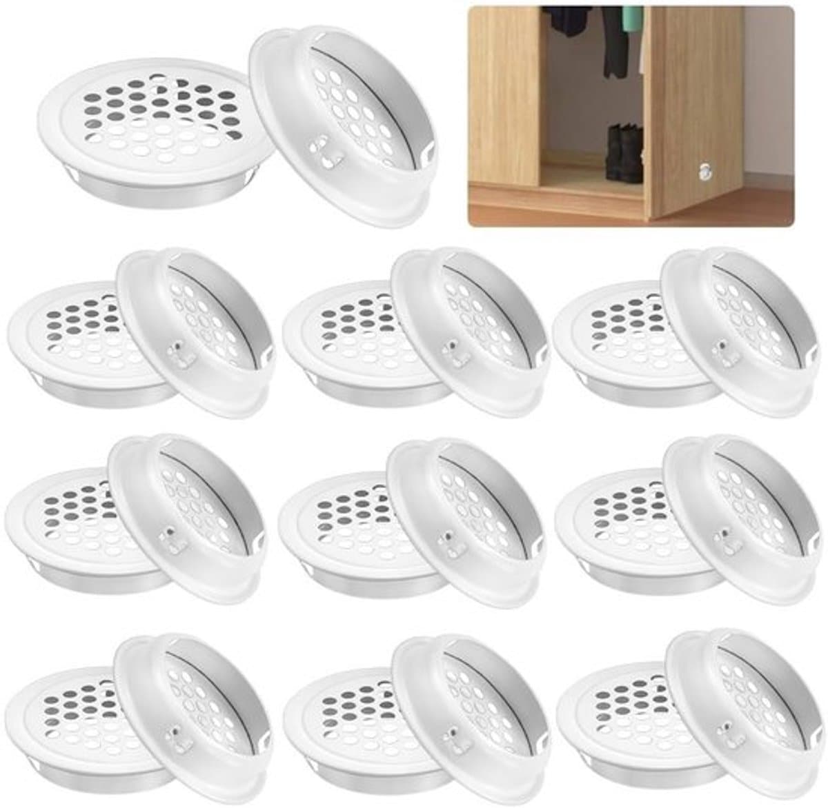 Ventilatie Roestvrij Staal - 20 Stuks - Ronde Louvre - Geperforeerde Mesh - Soffit Vent - Geschikt voor Keuken/Badkamer - Luchtrooster