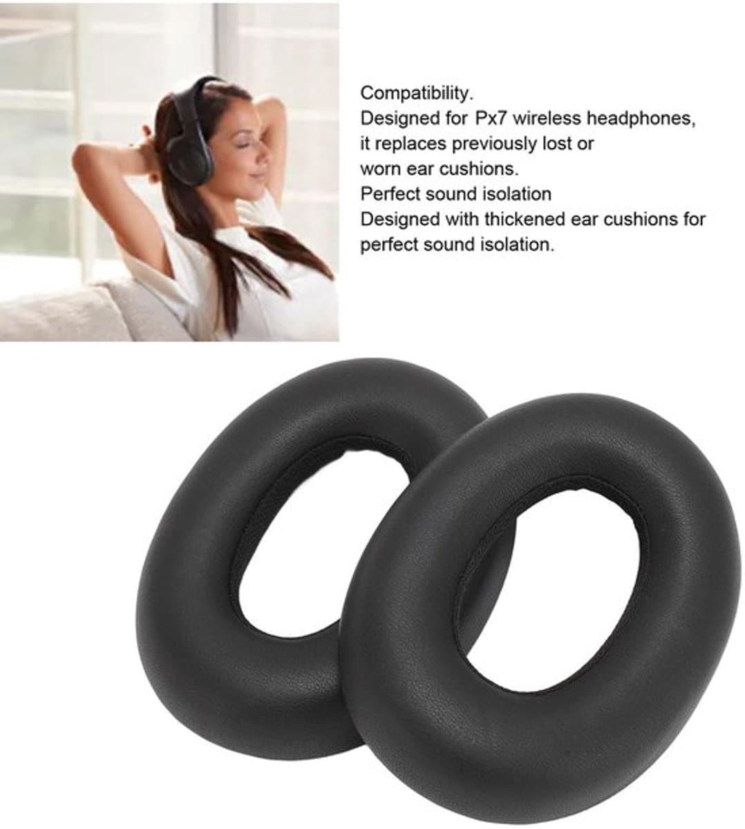 Oorkussen Vervanging - Geheugenschuim Oorkussens - Comfortabel en Duurzaam - Geschikt voor Bowers Wilkins Px7 - Eiwitleer en Spons - 2 Stuks