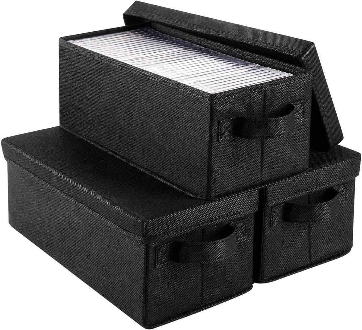 Opbergdozen Set - Media Opslag - Collectie Organiseren - Stapelbaar Ontwerp - 3 Stuks 40cm - Zwart