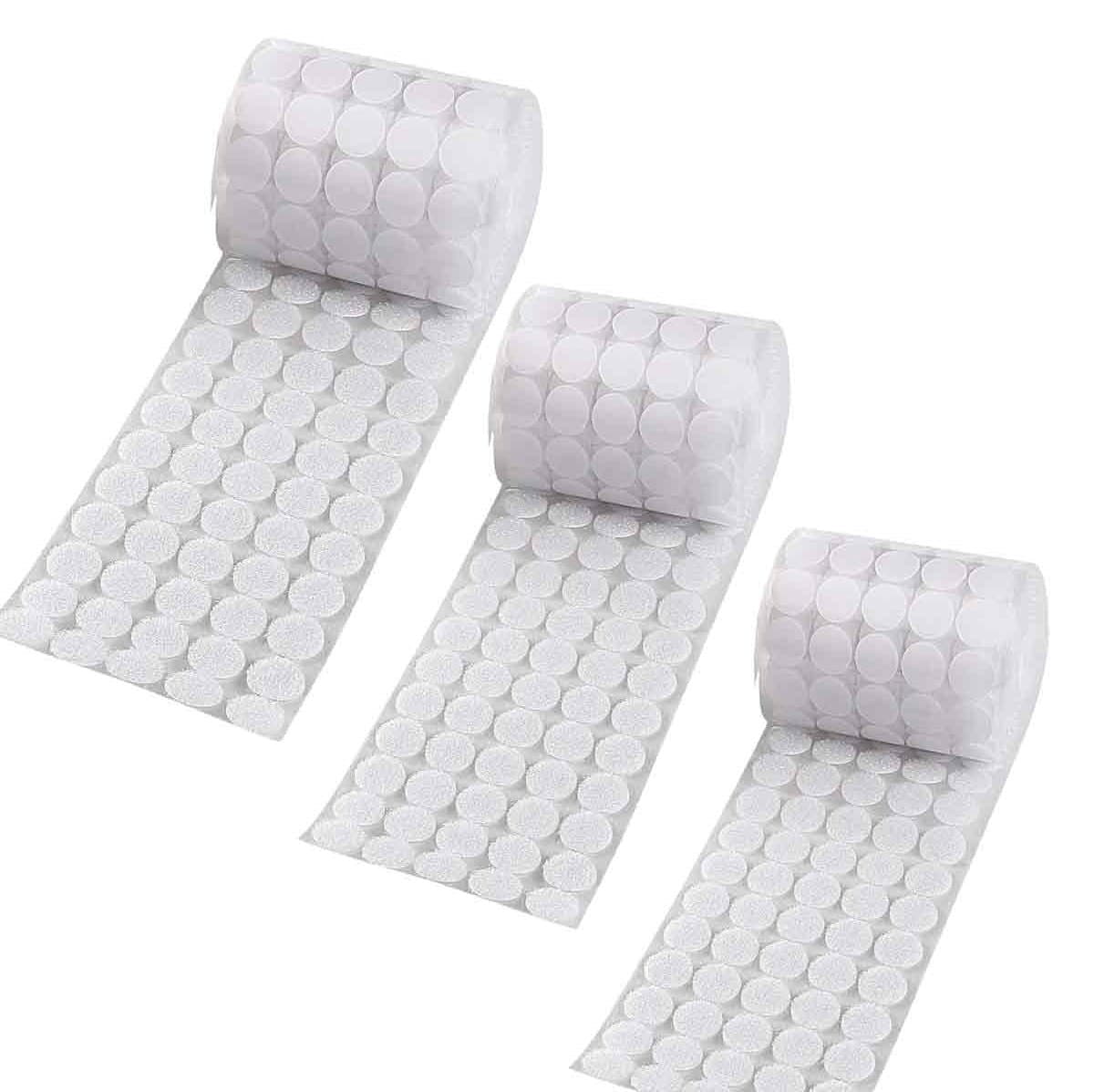 EXCITAT Zelfklevende klittenbandstippen - Ronde klevende stippen - Sterk klevende klittenbandtape - Geschikt voor doe-het-zelf papier, plastic, glas en metaal - 400 paar - Wit