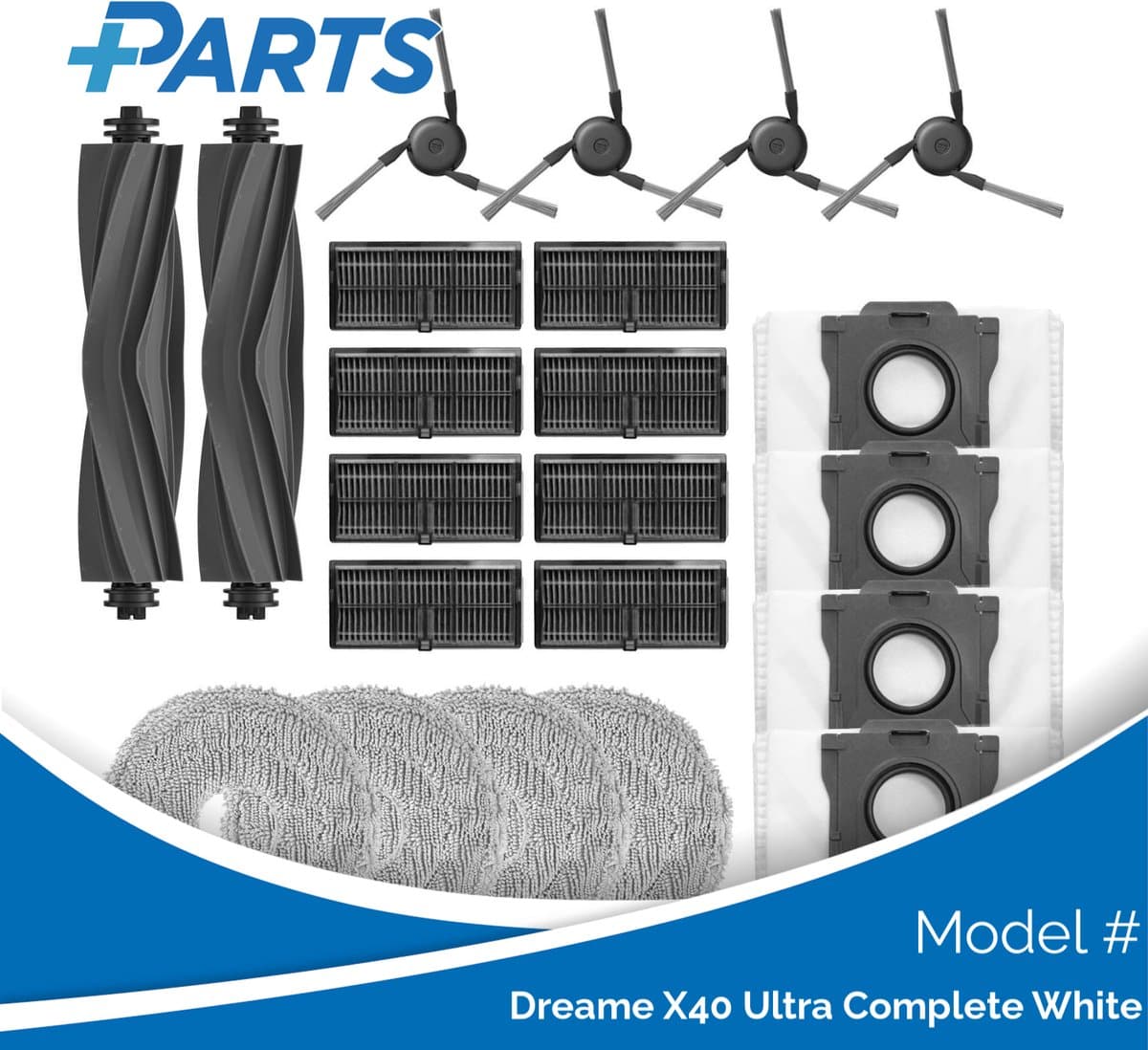Dreame X40 Ultra Complete White Onderhoudsset (Plus.Parts® alternatief voor RAK49)