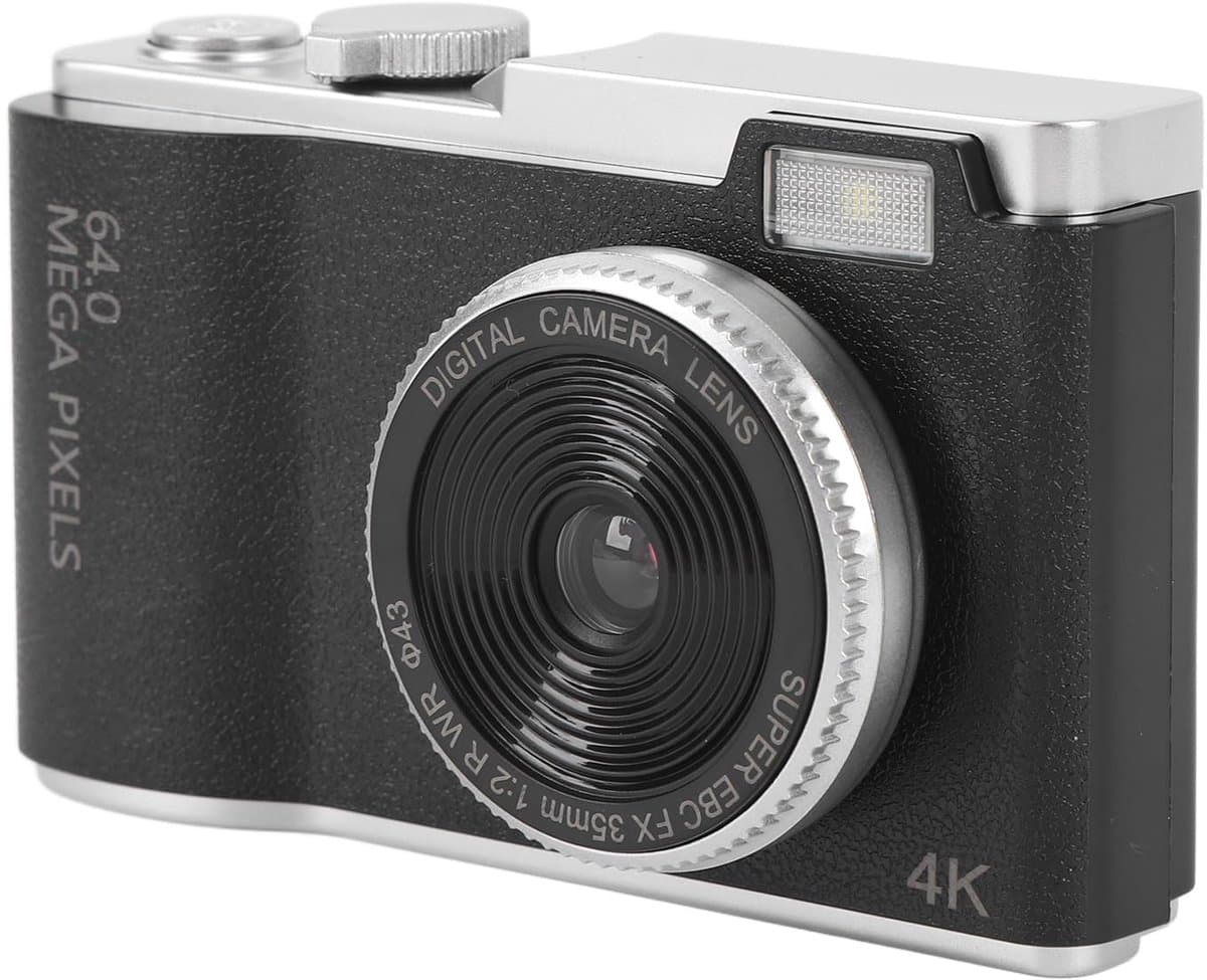 Digitale Camera, 64mp 4K -Camera met 2,4 Inch Scherm, 16x Digitale Zoom, Selfiecamera, CCD -Camera, Draagbare Kleine Camera voor Jongensmeisjes Tieners (64GB)