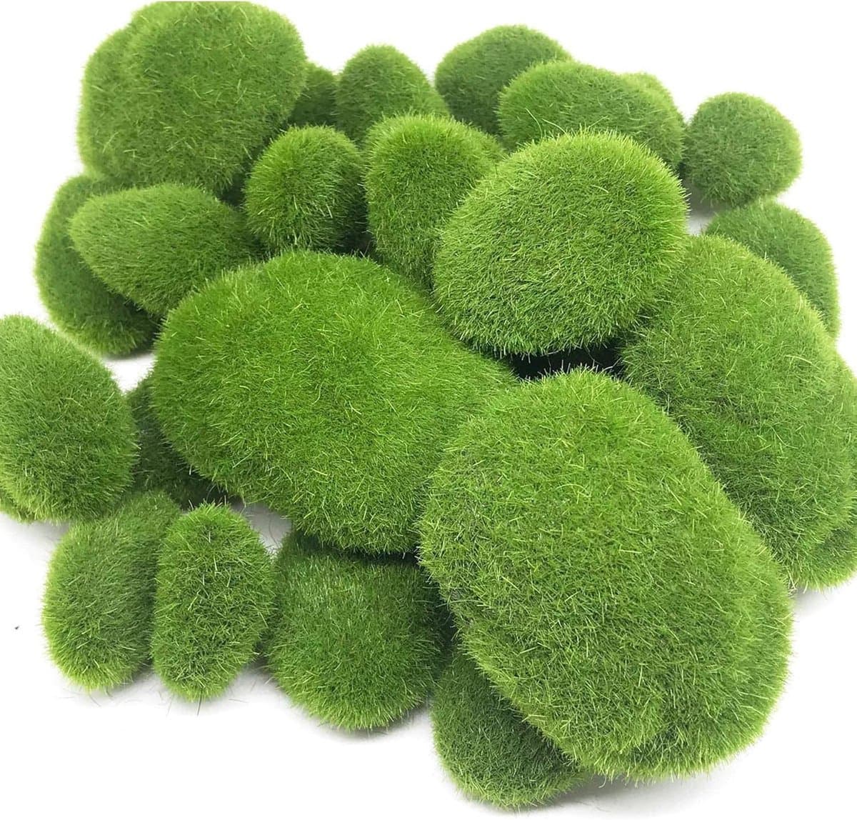 JeiibrZui Groene Mosballen - Kunstmatig Mos - Lichtgroene Pluizige Decoratie Voor Bloemstukken En Sprookjestuinen - 30Stuks - Voor Knutselwerkjes - Groen