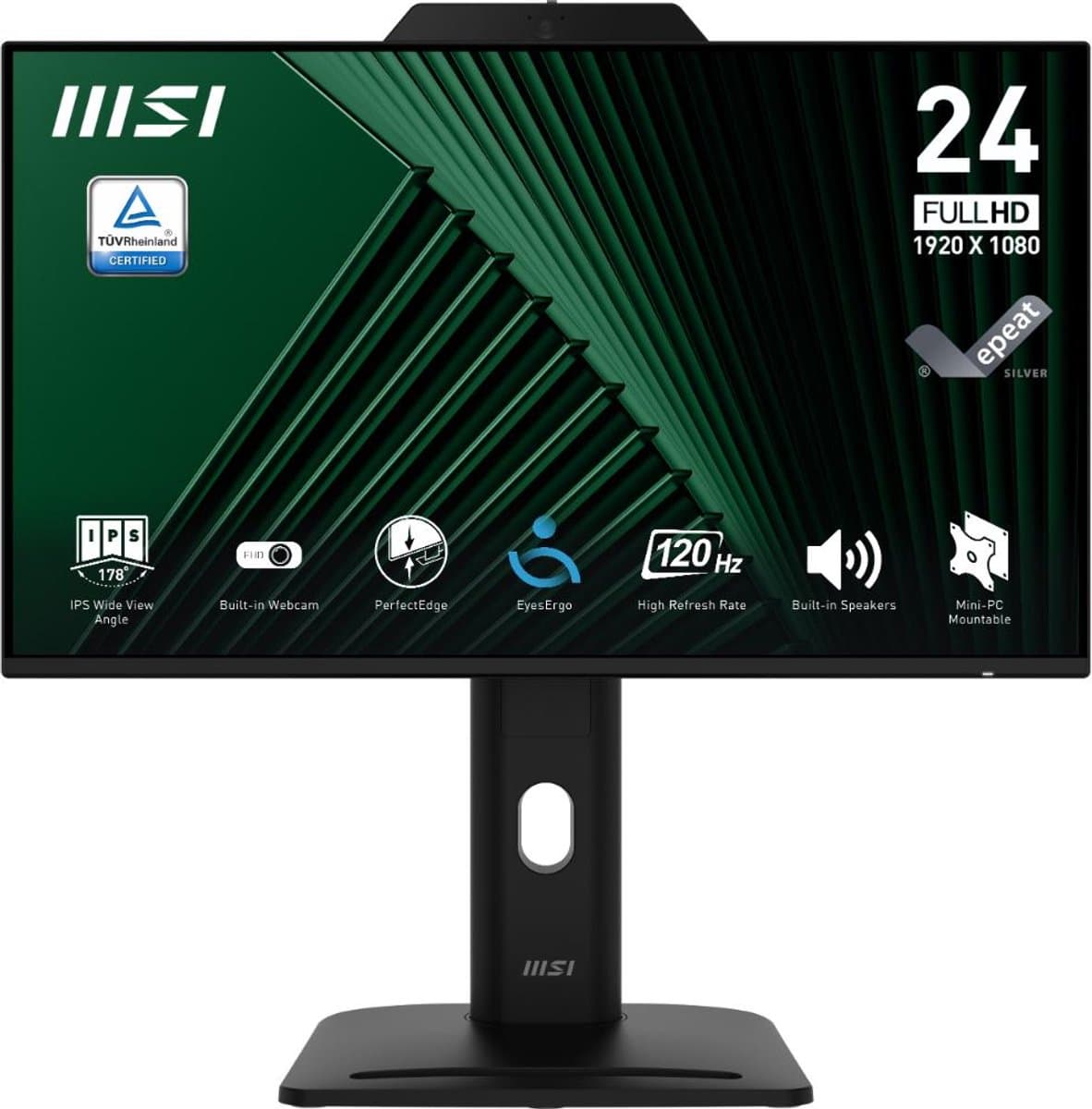 MSI Pro MP242PMG - Full HD IPS Monitor - 120Hz - 24 inch - Webcam - 4 Way Adjustable - Speakers