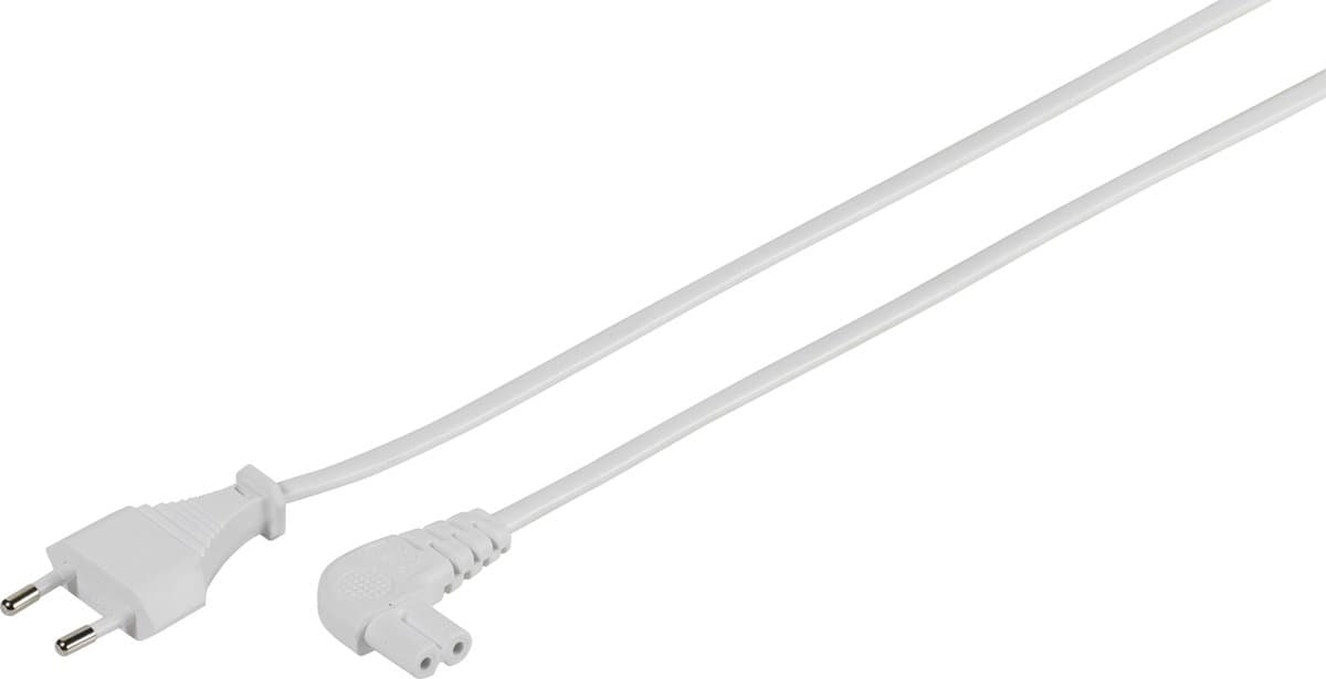 Universele Stroomkabel 5m IEC C7 (8-vorm) Wit - Hoekstekker