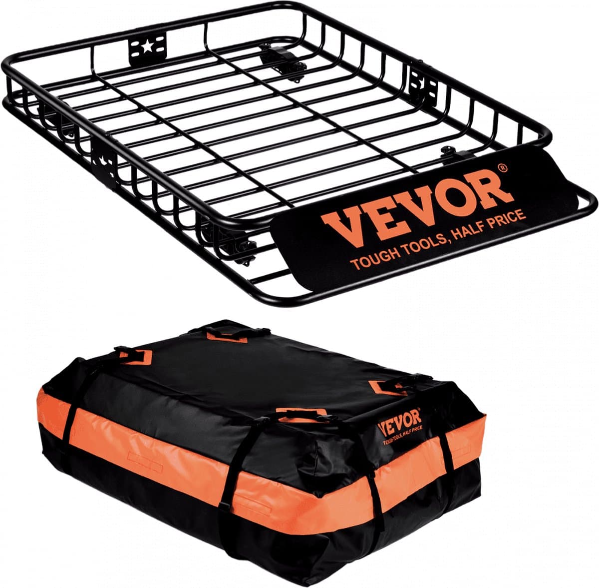 imperiaalmand autodakmand universeel 1305 x 915 x 127 mm, imperiaalkuip inclusief tas 90 kg draagvermogen relingdrager cargo bagagerek zwart voor kamperen, reizen etc.