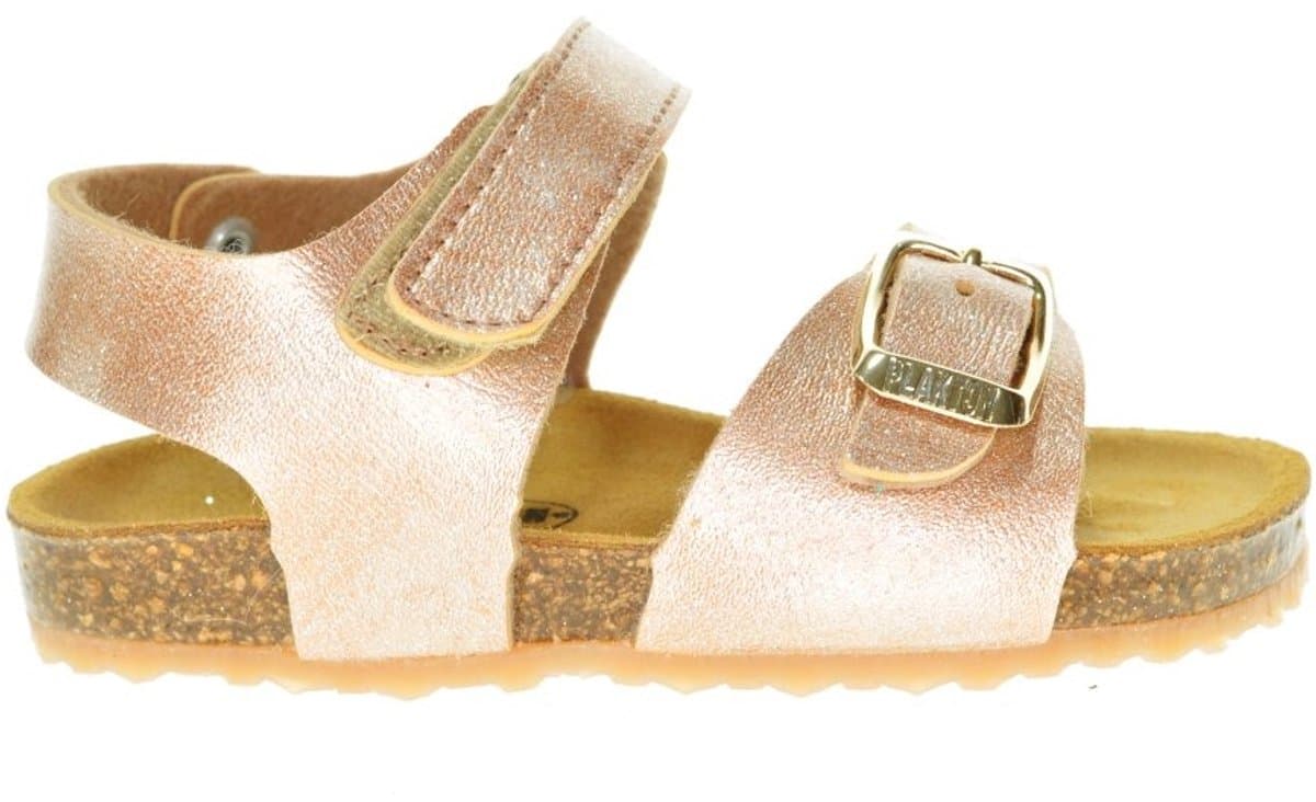 Glitter Roos Lederen Kleine Meisjessandaal Plakton Velcroges maat 24