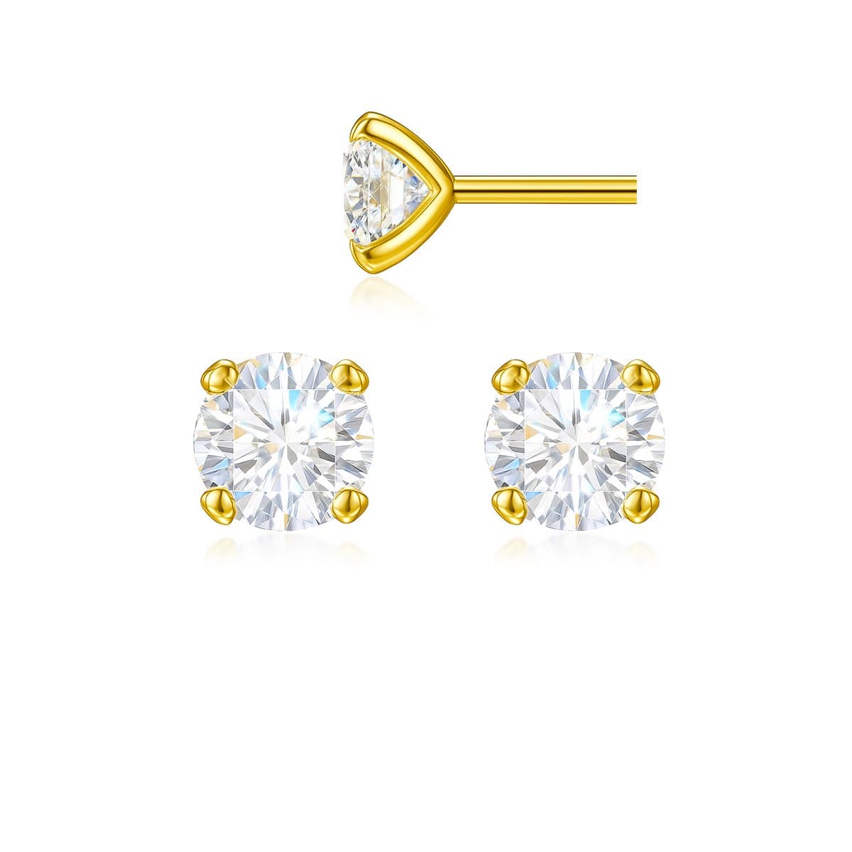 Verguld Oorstekers met Zirkonia - Zilveren oorstekers - Stud Zirconia Earrings - 10mm - Amona Jewelry