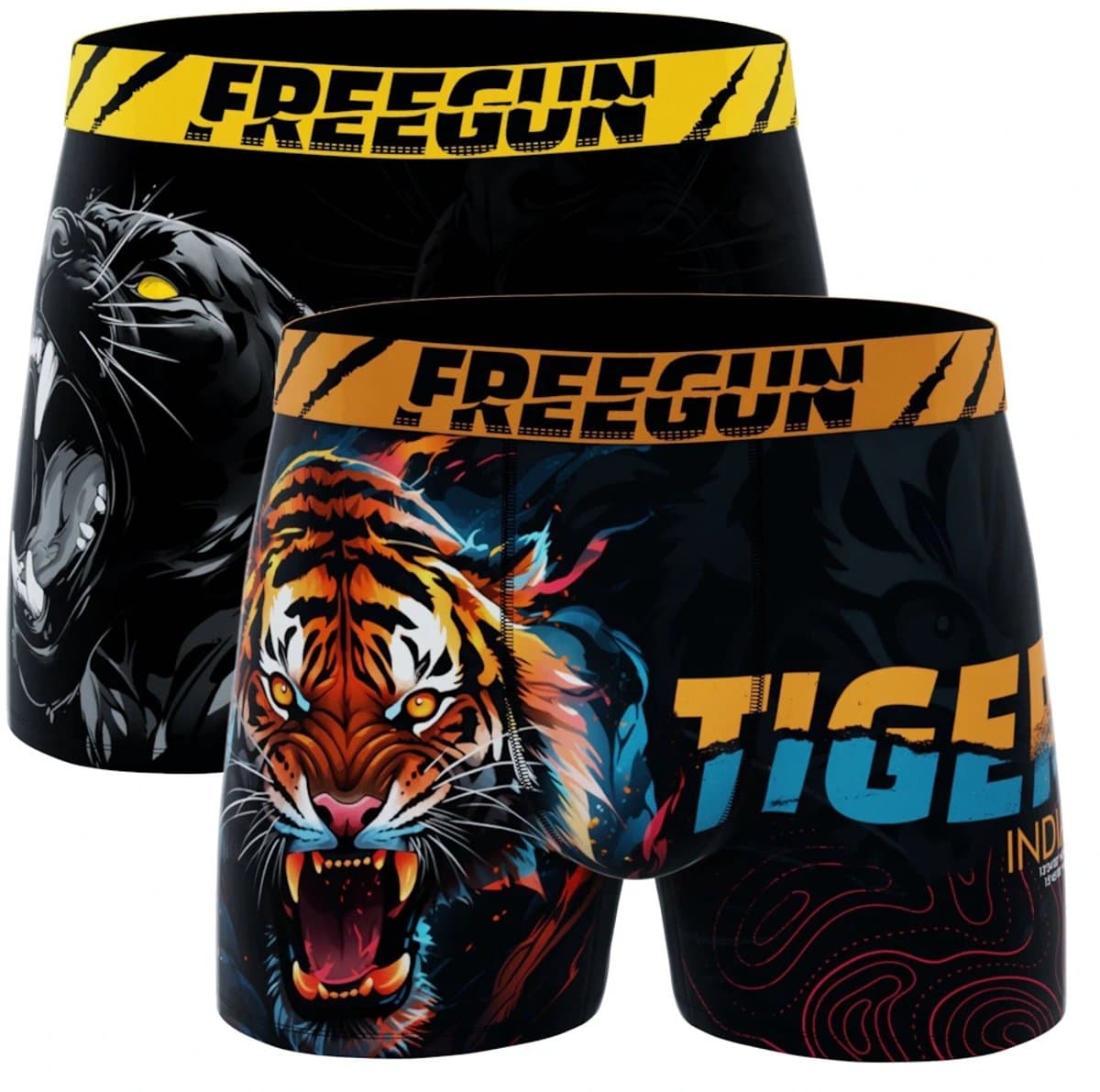 Freegun jongens boxershorts - microvezel - 2-pack - maat 128/140 - Tijger/panter
