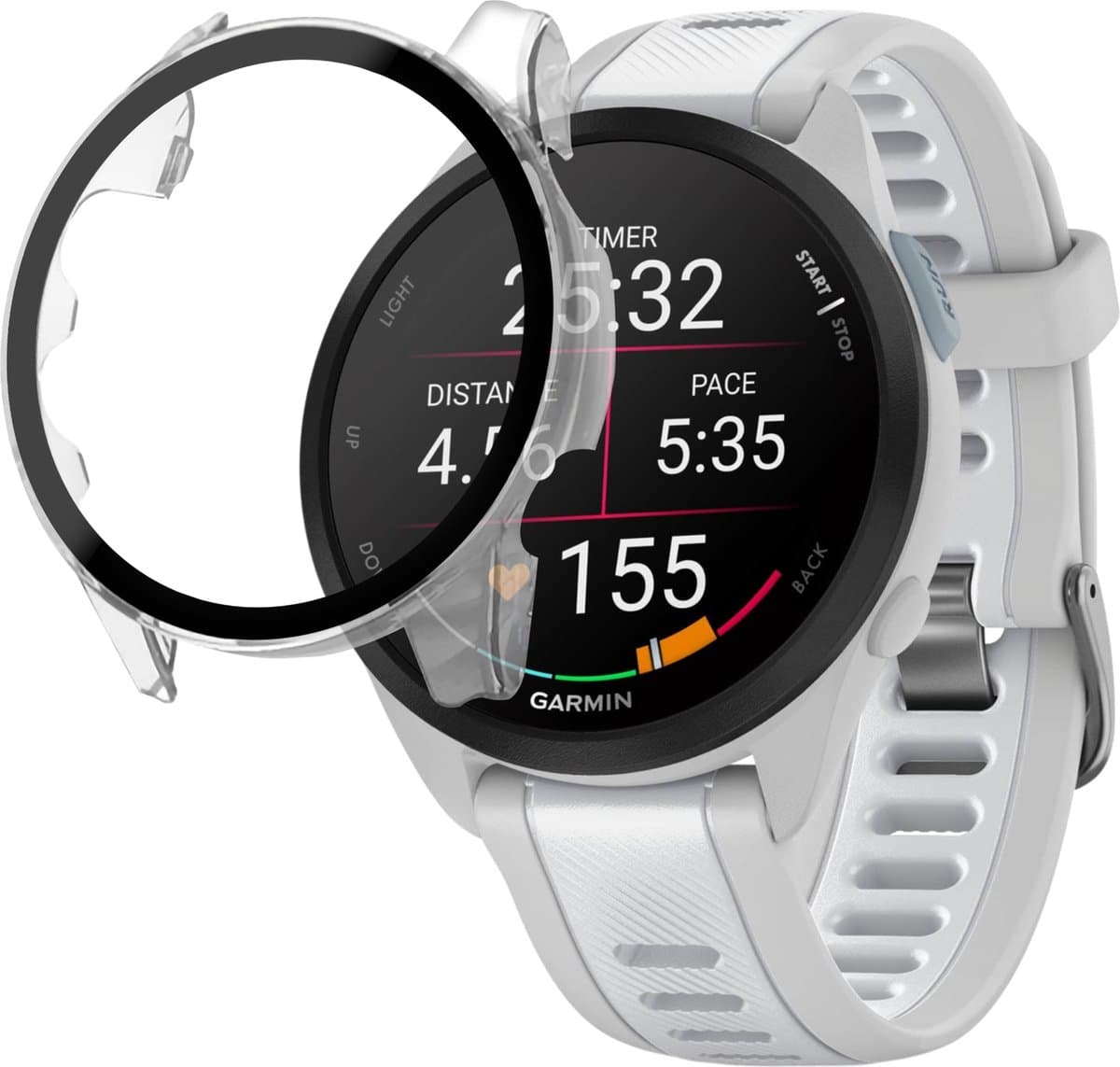 Hoesje voor Garmin Forerunner 165 / 165 Music - Harde beschermhoes transparant scherm gehard glas