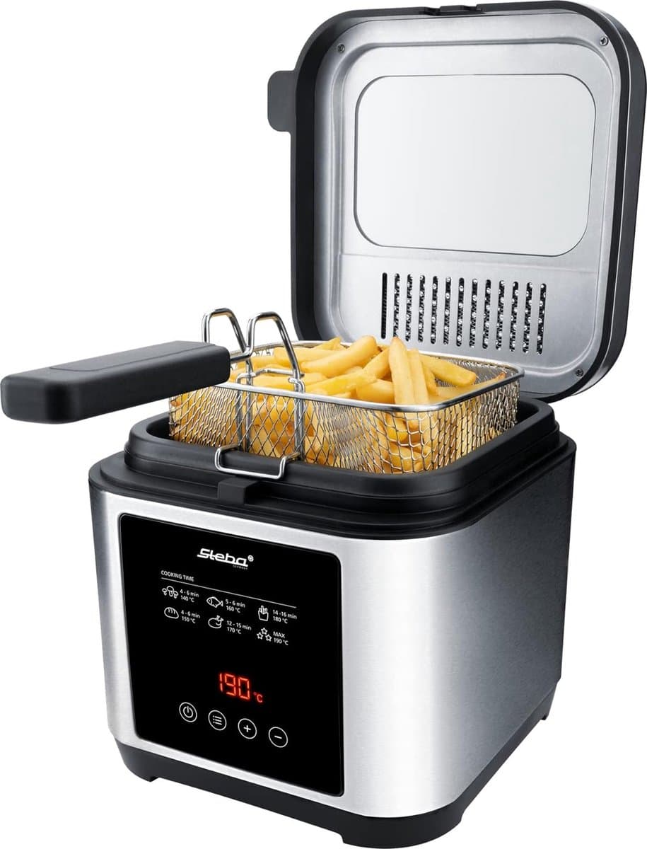 Steba DF150 - Frituurpan - friteuse - 2,5 liter - 1200 Watt - 800 gram - timer - XXL kijkvenster - Anti reukfilter