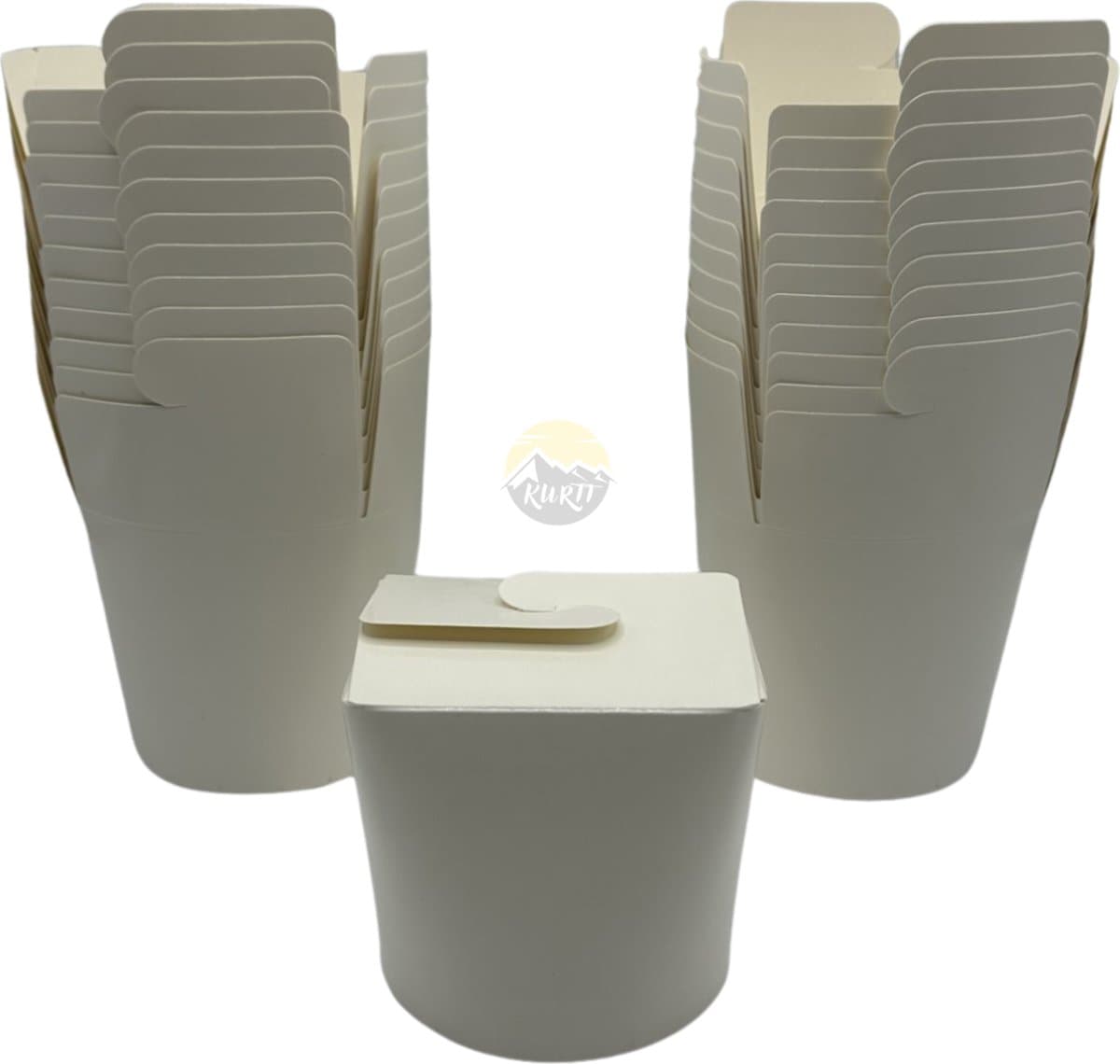KURTT - Noodle Box met vouwdeksel - Wit, 50 stuks, 26oz 750ml - Asian Food - Dönerbox - Wok to go beker - Take Away container, Lunchbox