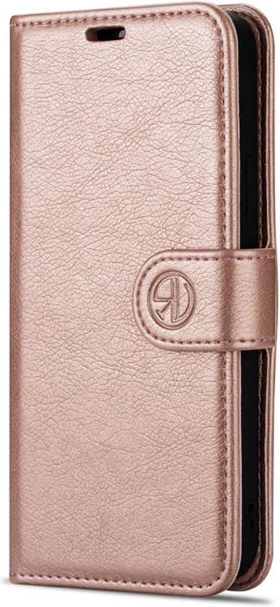 Hoesje Geschikt voor Apple iPhone 14/Wallet case /L book case Portemonnee kaarthouder/ magneetflipje/ kleur Roze Goud