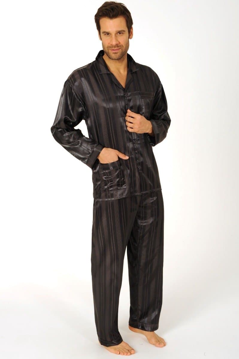 Heren pyjama satijn 94010 - antraciet - 54