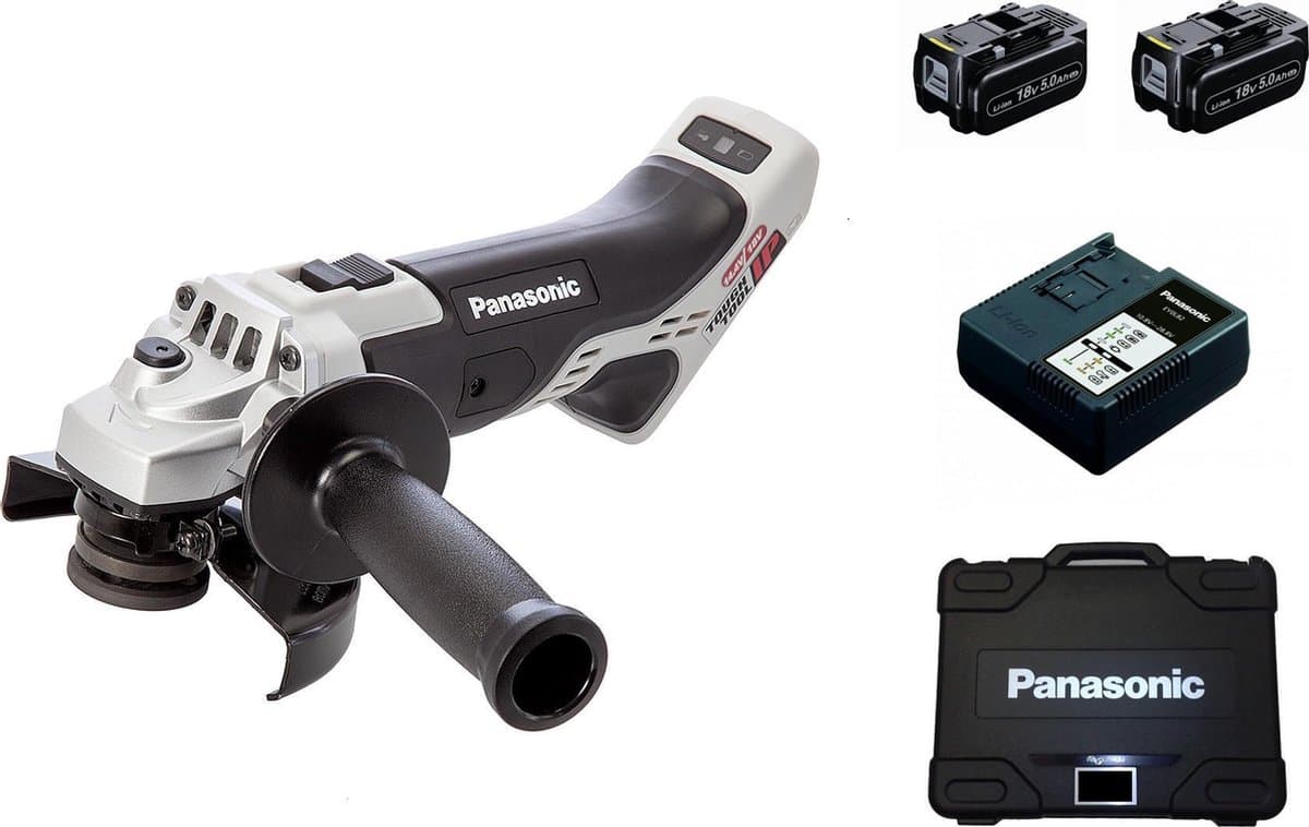 Panasonic EY46A2LJ2G 18V Li-Ion Accu haakse slijper set (2x 5.0Ah accu) in koffer - 125mm