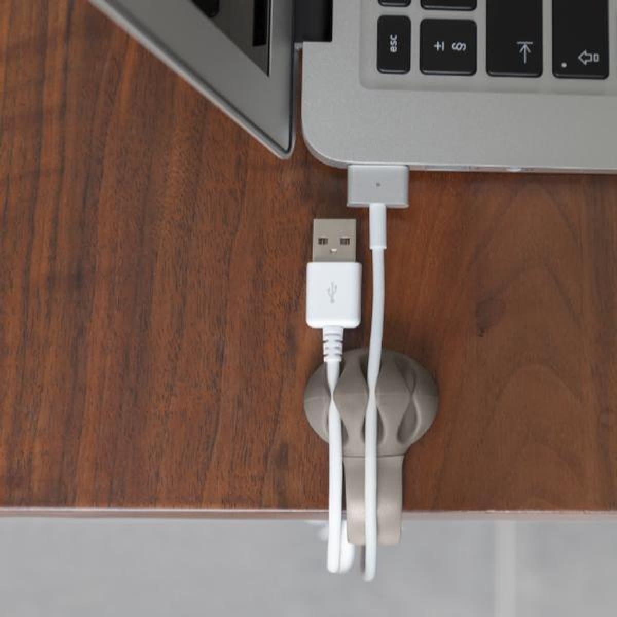 Bobino Desk Cable Clip Slate – Kabelhouder Bureau – Kabel Organizer – (donker) Grijs
