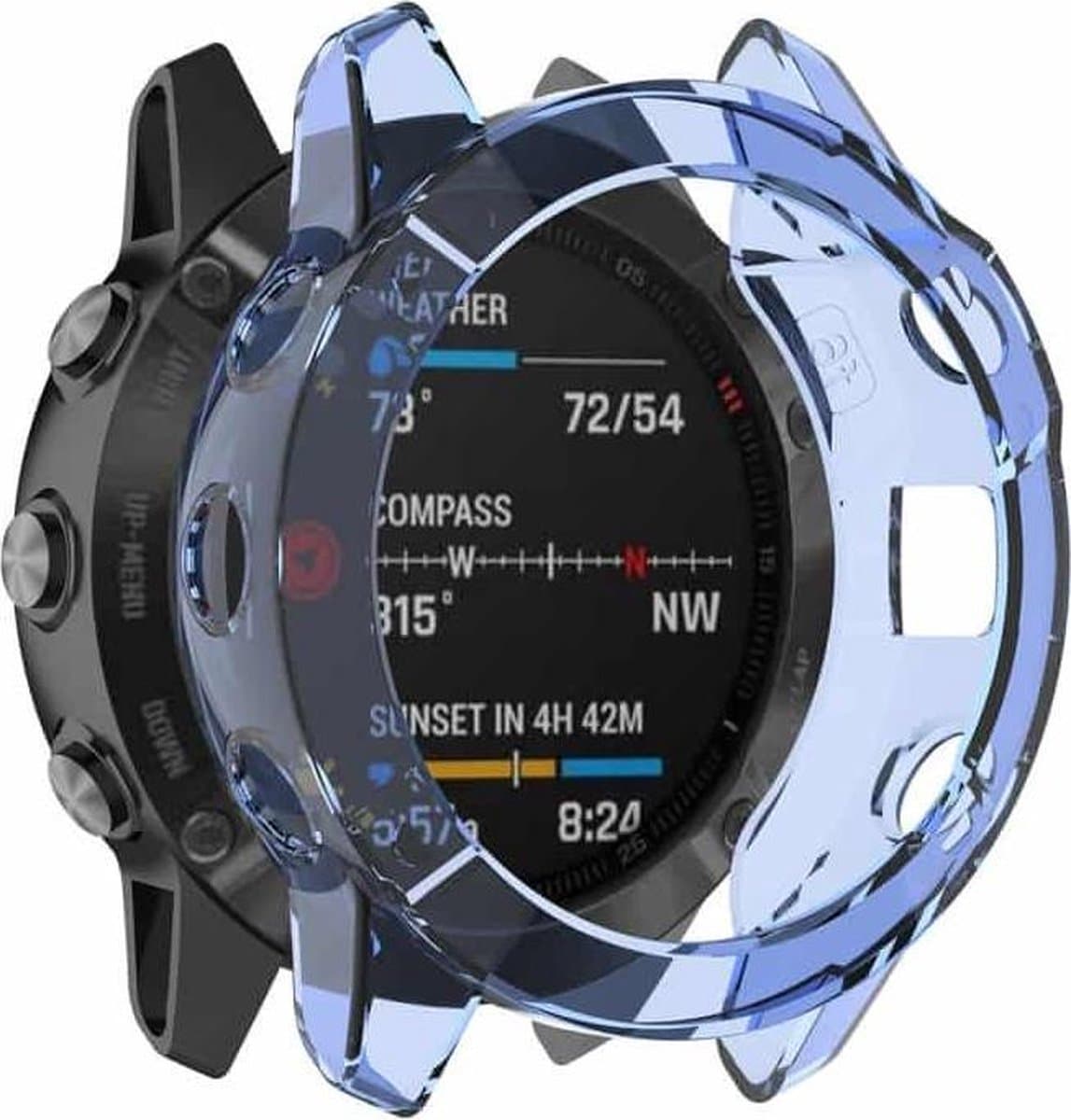 Geschikt voor Garmin Fenix 6S / 6S Pro transparante TPU silicagel horlogekast (transparant blauw)