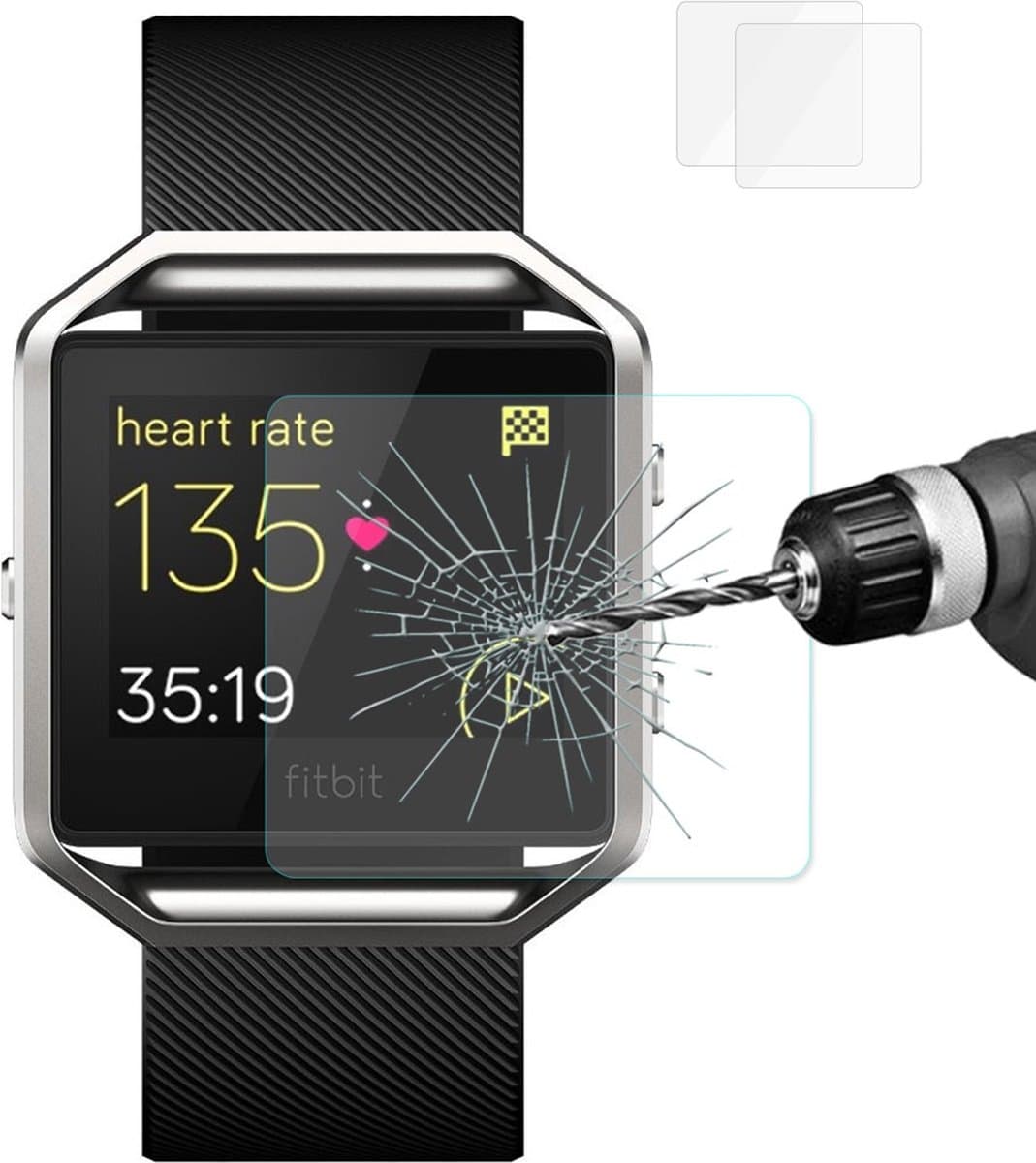By Qubix - Geschikt voor fitbit Blaze Tempered Glass (Per 2 stuks)