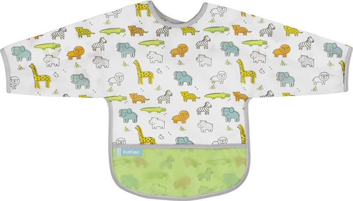 Kushies - Slabbetje -Waterdichte slab - met mouw - Safari - 12 t/m 24 maanden