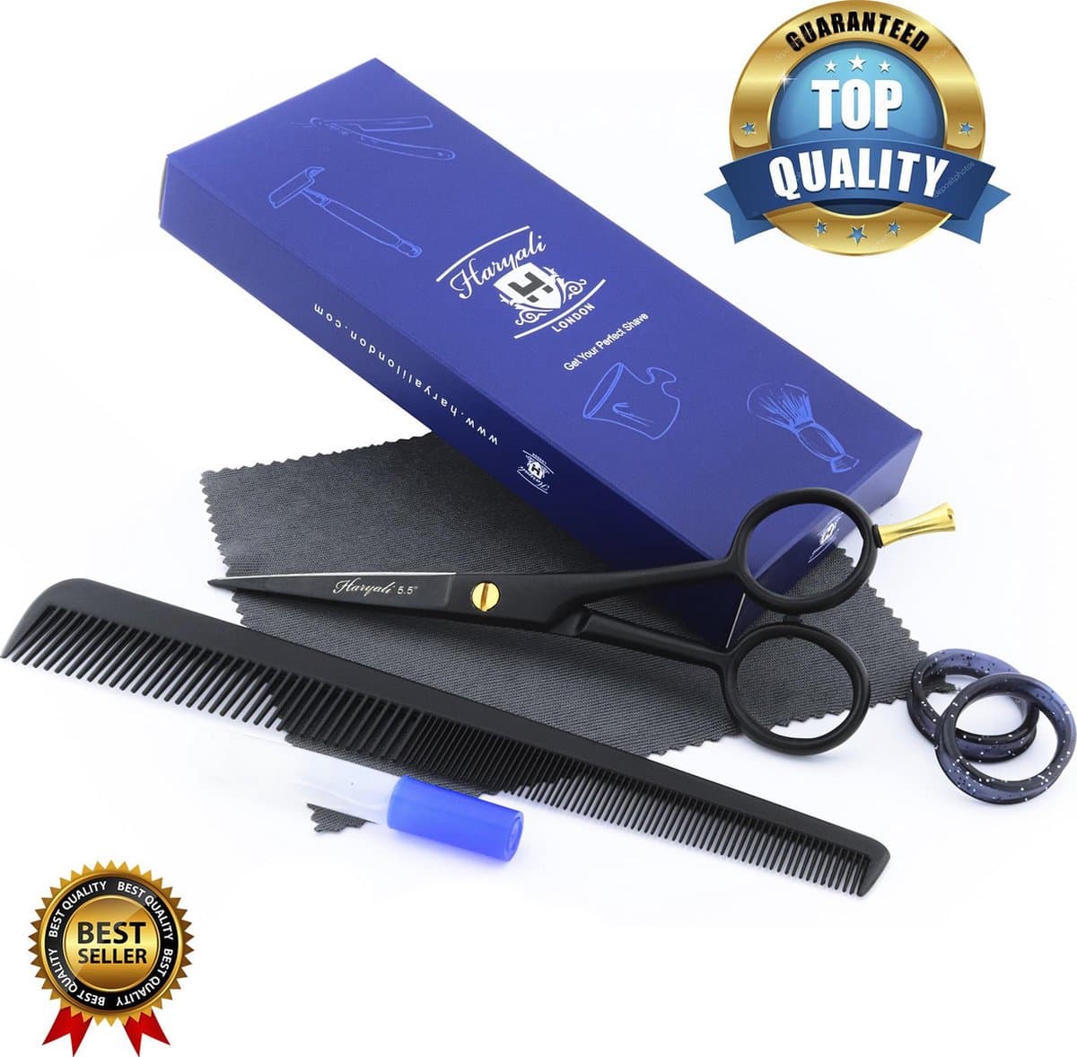 Haryali Kappersschaar 5,5 duim Rechtshandig Kapper Haar Schaar Ergonomisch Haar Knipschaar Zwarte Haar Schaar (Black Hairdressing Scissor)