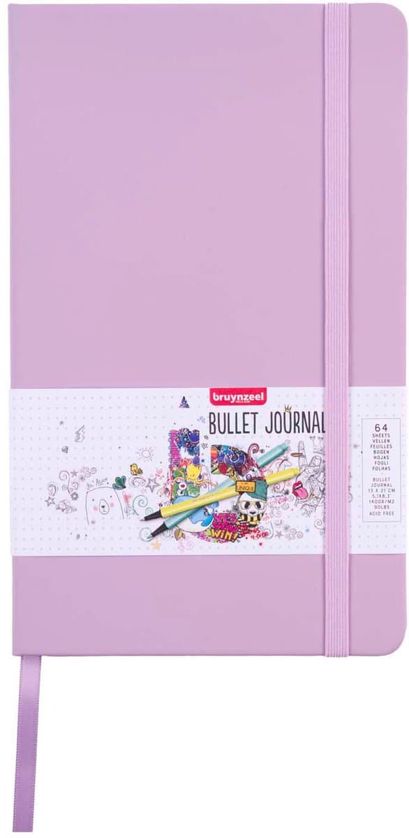 Bruynzeel bullet journal lila notitieboek 13x21cm 140g/m² creatief.