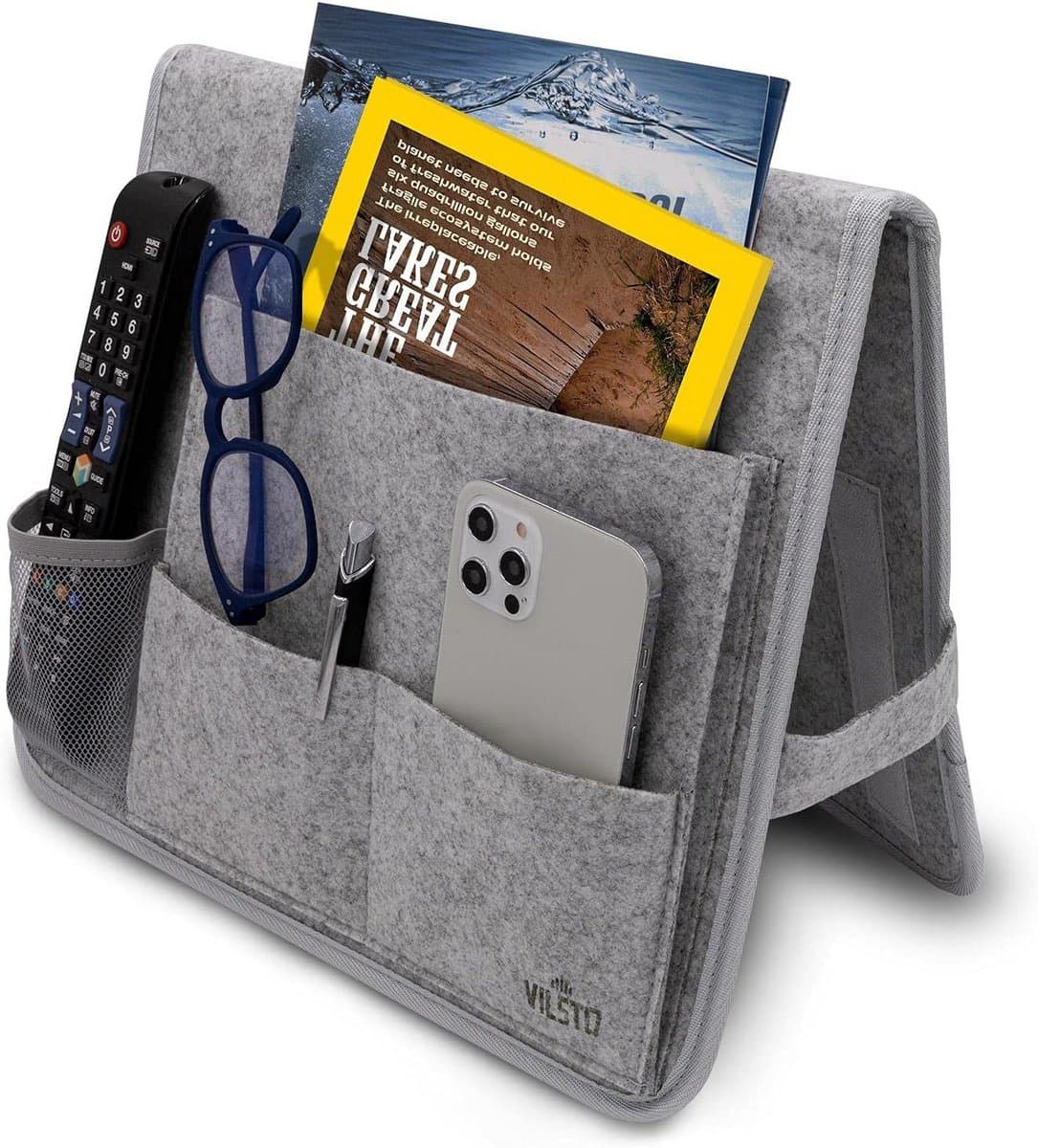 Bed Archief Organizer voor Afstandsbediening, Tablet en Waterfles - Vilt Caddy