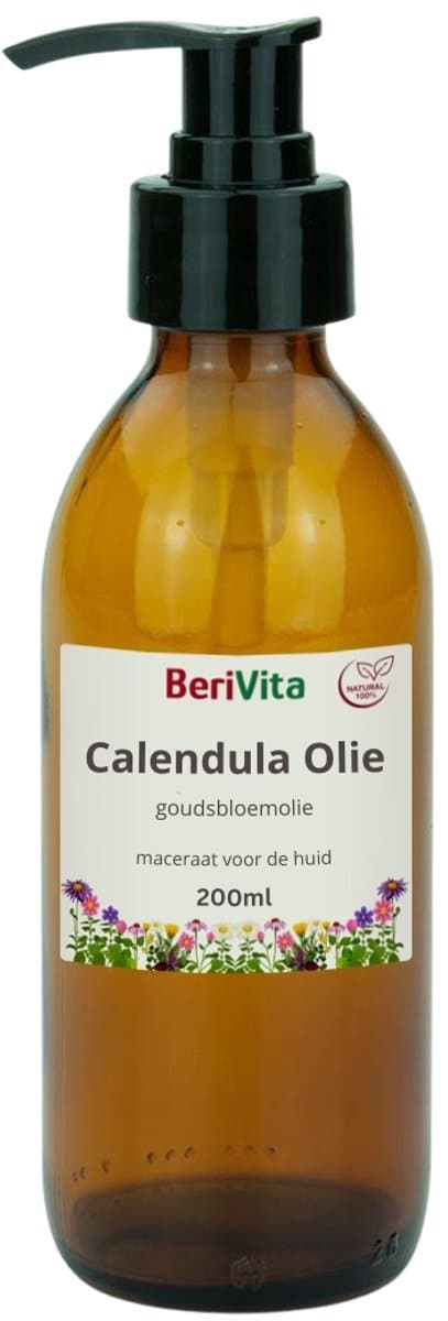 Calendula Olie 200ml Pompfles - Goudsbloemolie - Maceraat - Calendula Bloemen in Pure Jojoba Olie