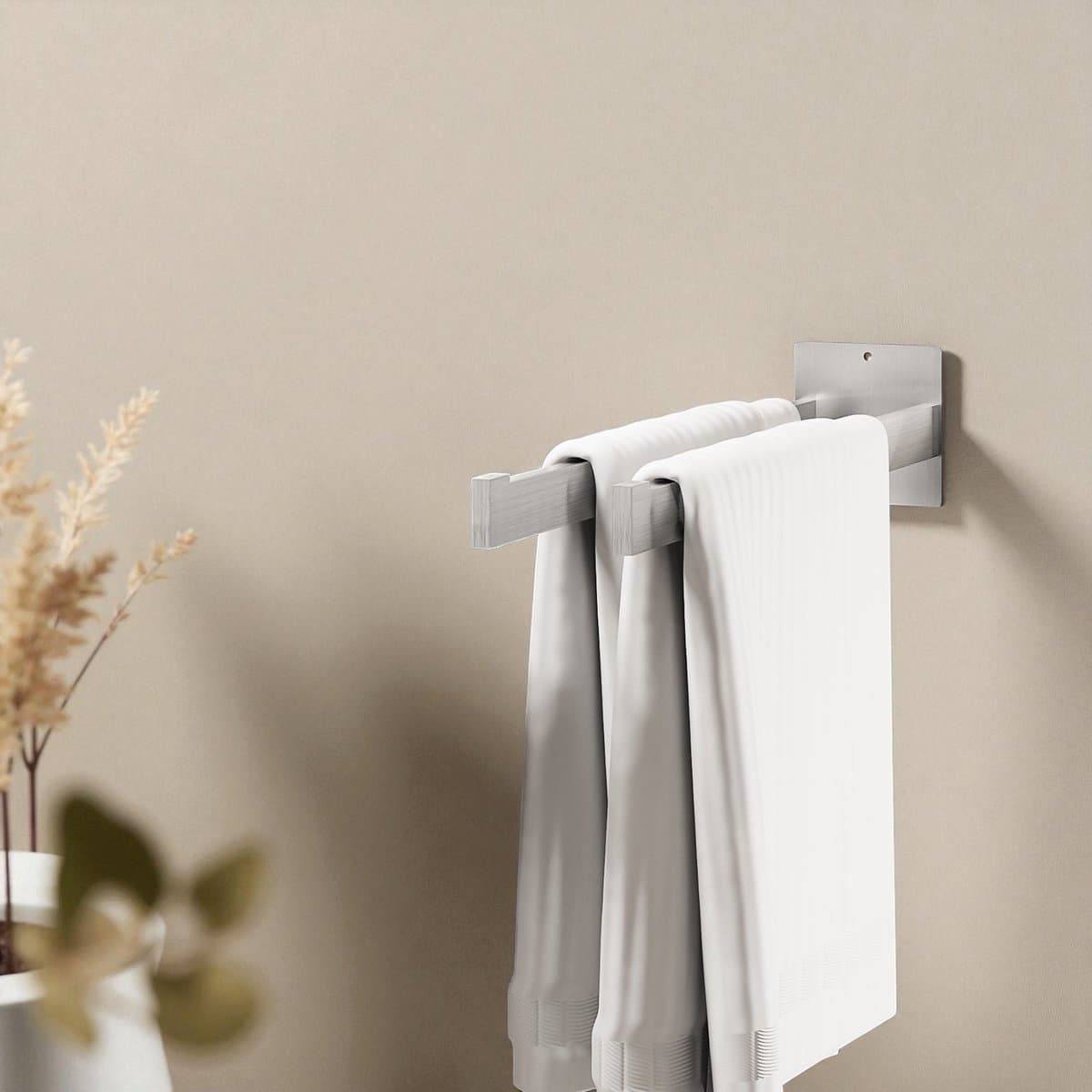 Auralum MAX - Handdoekrek 2-armig - 40 cm - Geborstelde - Roestvrij Staal - Zonder Boren voor Badkamer - Handdoekhouder - Handdoekstang - voor Keuken, WC