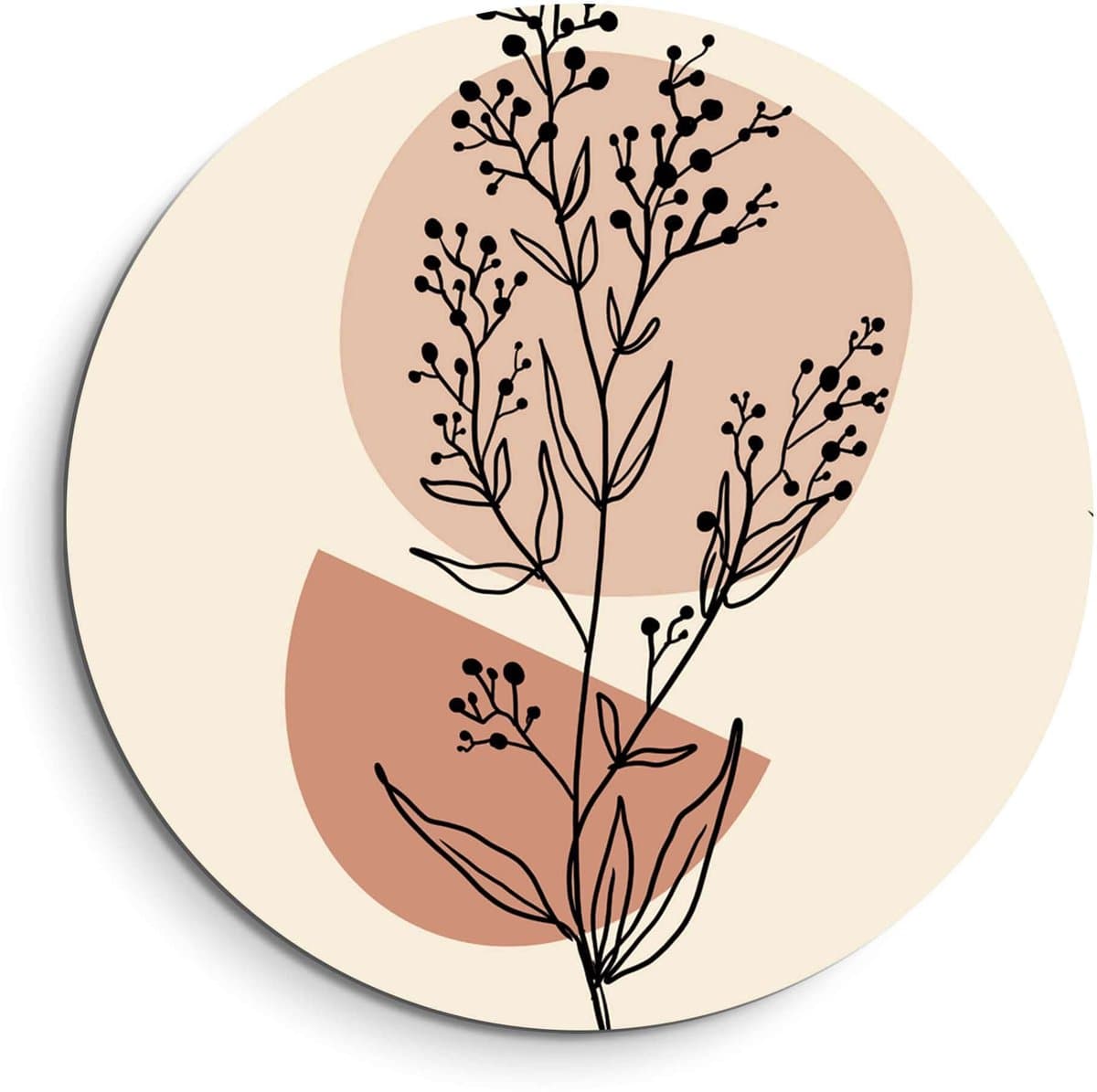 KitchenArt - Blush Botanical Line - Muurcirkel Binnen - ø 80 cm - Wandcirkel - Mét Ophangsysteem - Wanddecoratie - Muurdecoratie