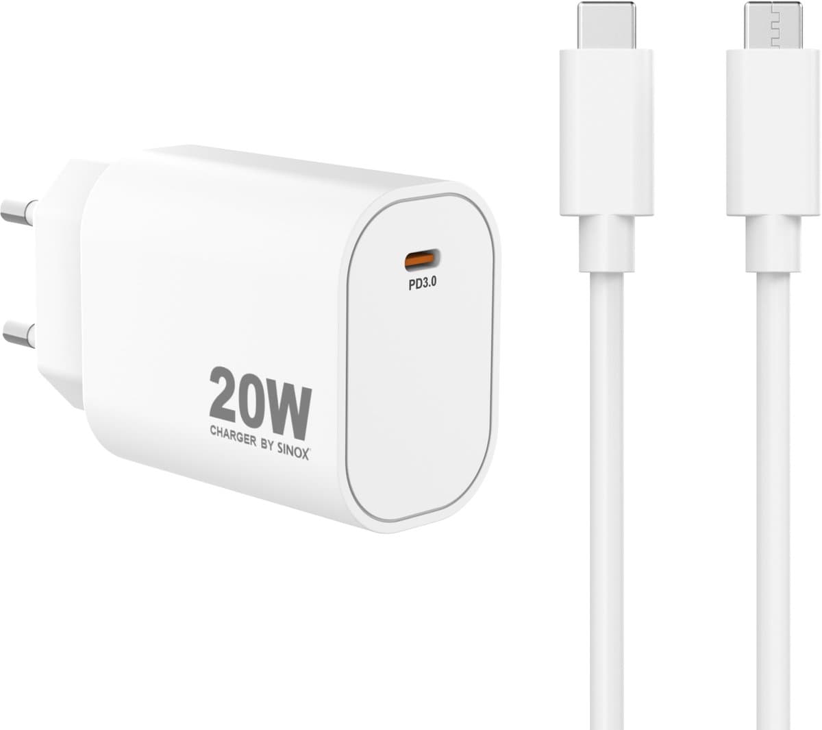 Sinox - MOBILITY POWER - Lichtnetadapter USB-C PD 20W w/C-C, White