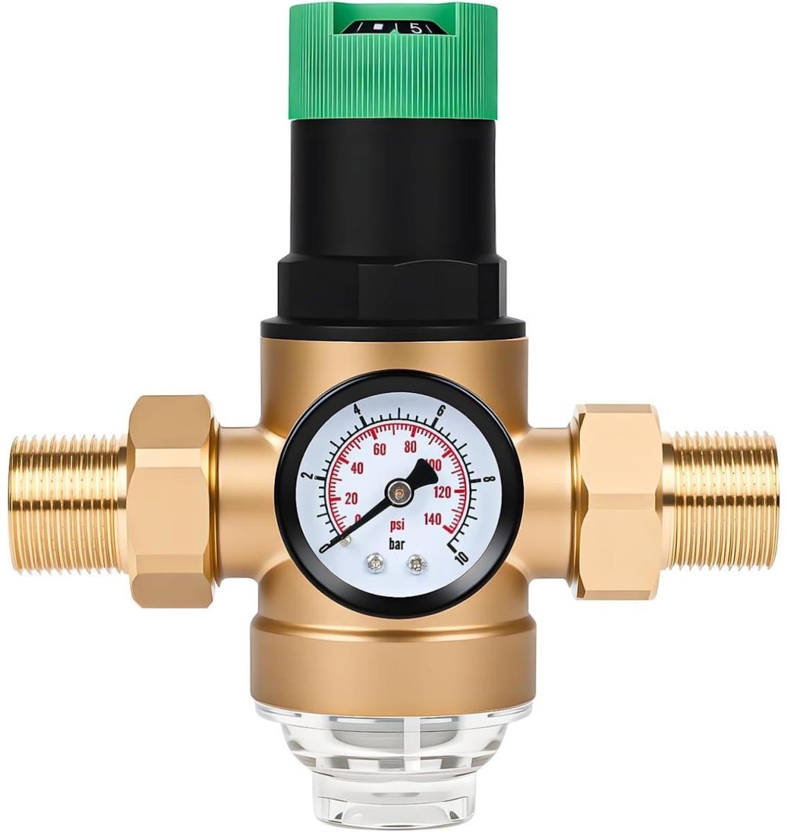 Drukregelaar - Waterdrukregelaar - 3/4 inch waterdrukregelklep - Met manometer en filter - Messing - Geschikt voor residentieel, bouw- en industrieel gebruik
