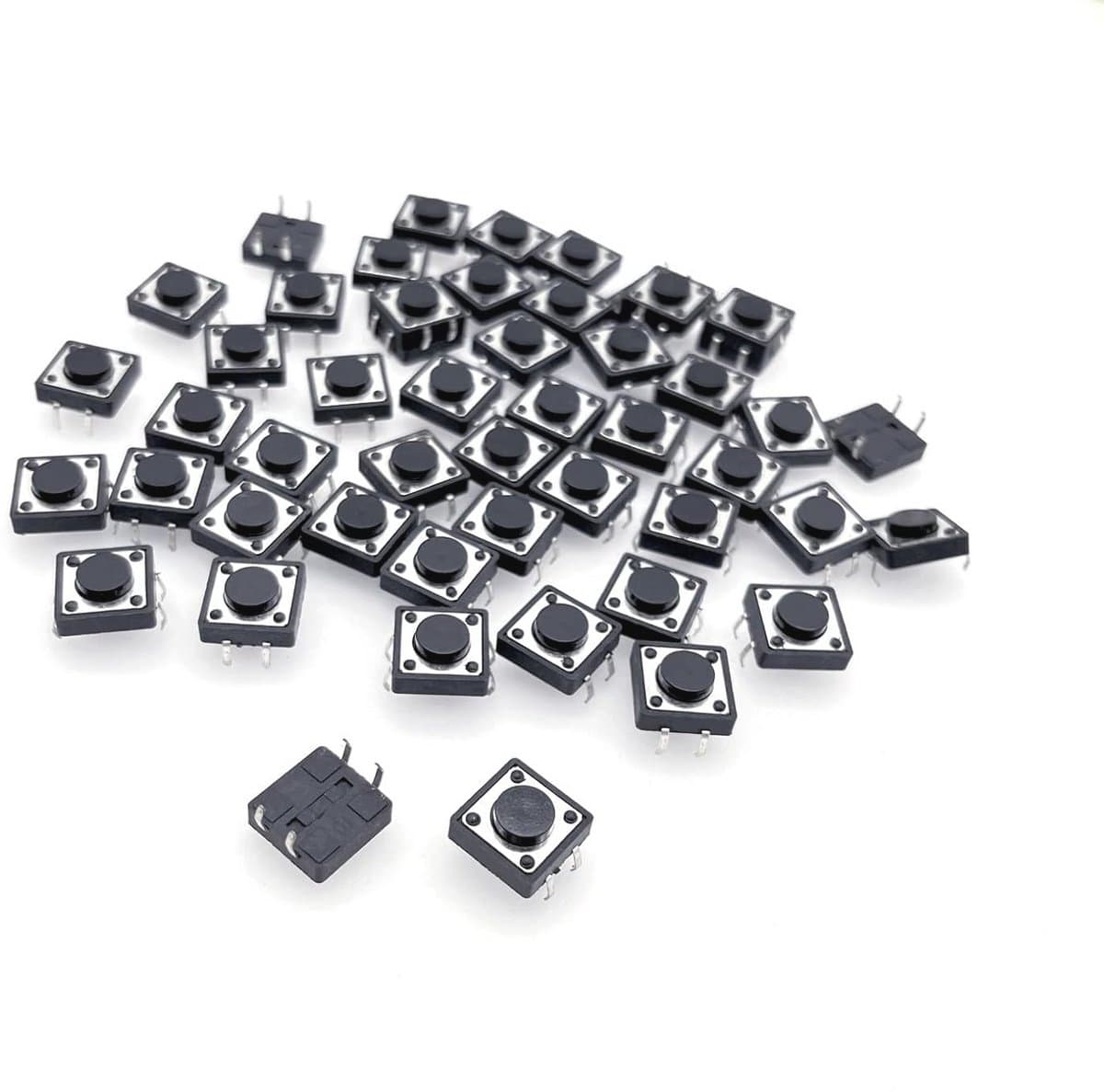 Mini 4-pin 12mm Tactiele Drukknop: 50 Stuks Micro-Schakelaars voor PCB Montage