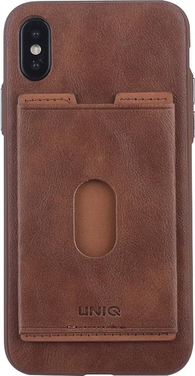 UNIQ Accessory iPhone X Kunstleer Backcover hoesje met portemonnee - Bruin