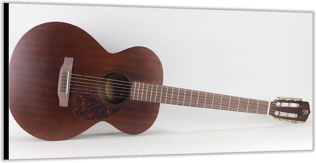 Dibond –Bruine Gitaar– 200x100 Foto op Aluminium (Wanddecoratie van metaal)