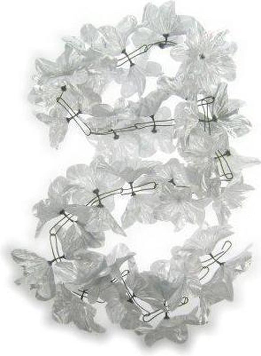 Deur guirlande bloemen pvc zilver 2m