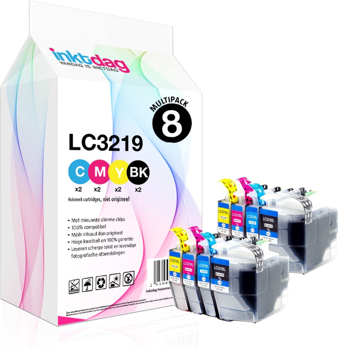 Inktdag inktcartridges voor Brother LC3219XL / LC3217/LC-3219/LC3219, multipack van 8 kleuren (2*BK, C, M en Y) Brother MFC-J5330 DW, J5730DW, J5930DW, J6530DW, J6535DW, J6930DW, J6935DW