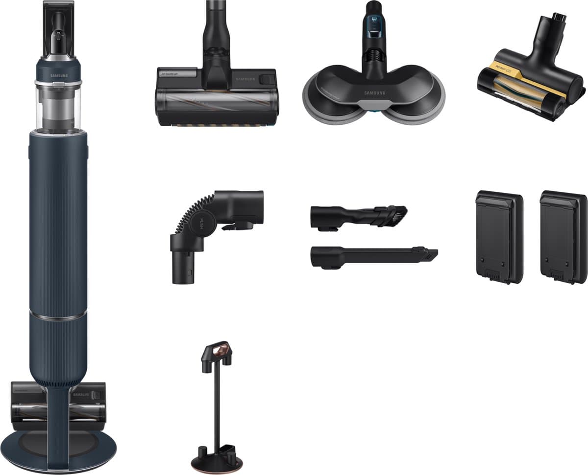 Samsung VS20B95973B/WA - Steelstofzuiger - Bespoke Jet™ Plus Midnight Blue - Stofzak - 0,5 l - 580 W - Blauw