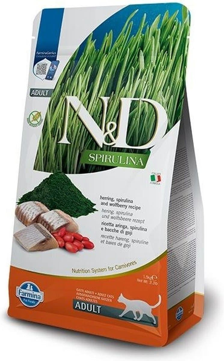 Kattenvoer Farmina N&D Spirulina Herring Kattenkruid Volwassen 1,5 Kg