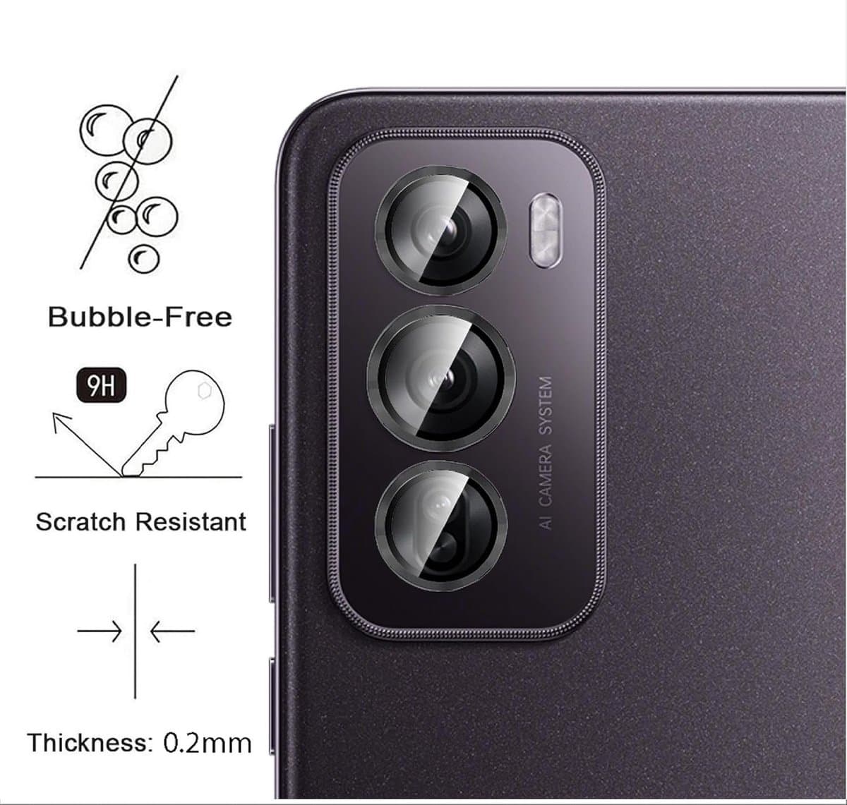 Geschikt voor Oppo Reno 12 Pro 5G - Cameralensbeschermer - Metaal - Gehard Glas - Zwart