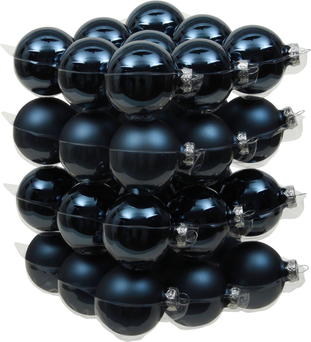 72x stuks Kerstversiering kerstballen donkerblauw van glas - 6 cm - mat/glans - Kerstboomversiering