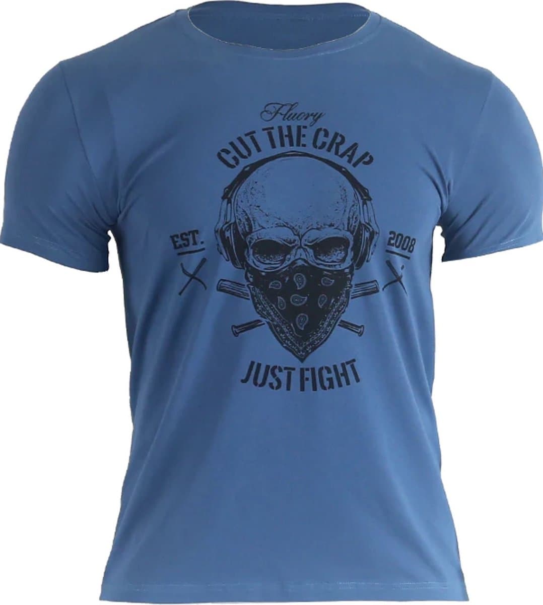 Fluory Cut the Crap Just Fight T-shirt Blauw - M