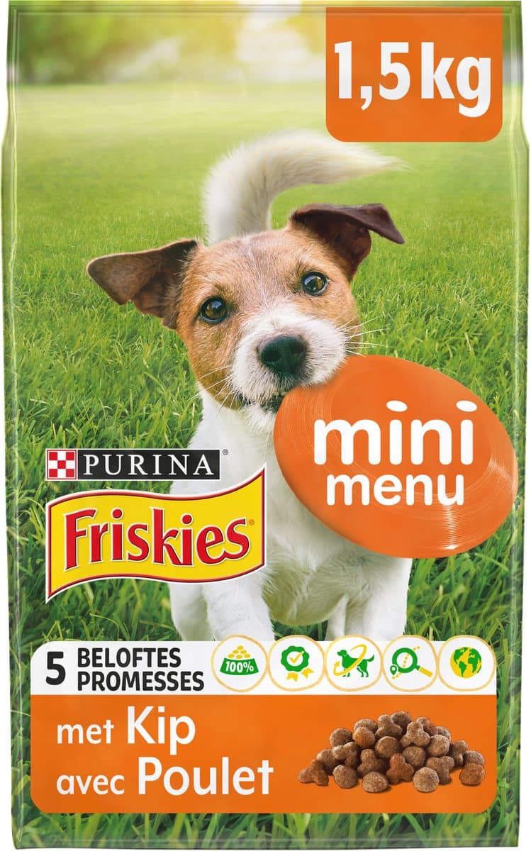 6x Purina Friskies - Mini Menu <10kg 5 Promises - Kip en Groenten - 1.5 kg