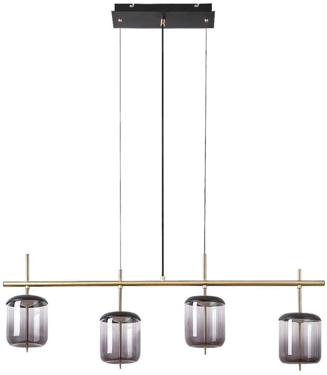 Licht-Erlebnisse - Hyanthea - LED - Hanglamp - 4000K - 1920lm - van - Metaal glas - in - Zwart grijs brons
