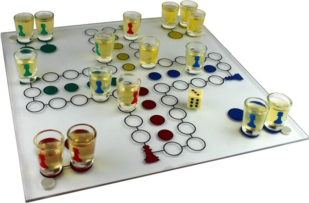 Ilso drink erger je niet drankspel - Drink spel - ludo - dobbelsteen - party - shotglaasjes - glas