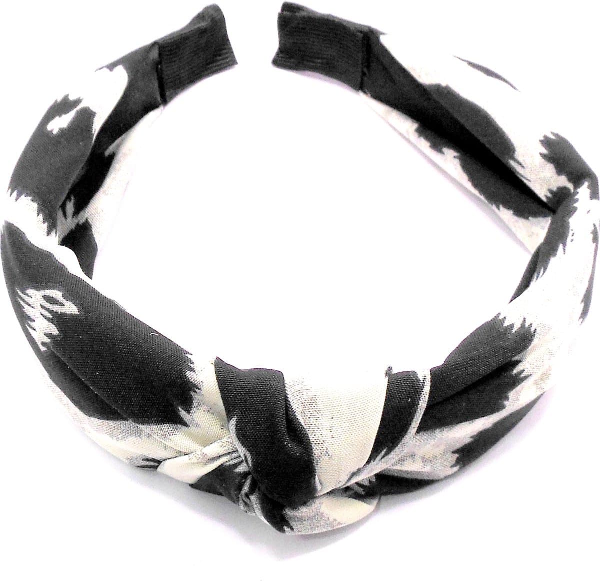 Diadeem met knoop zwart-wit