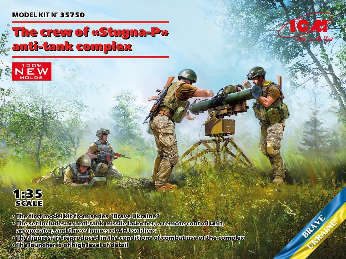 ICM Modelbouwpakket Militaire voertuigen - 35750 The Crew of Stugna-P antitank complex Plastic - 1:35 - Modelbouw