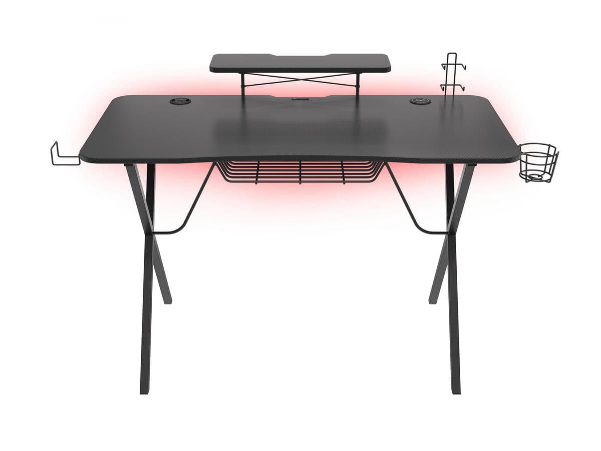 Genesis Holm 300 Carbon Gaming Bureau met RGB LED Verlichting en USB hub - 60 x 120 cm